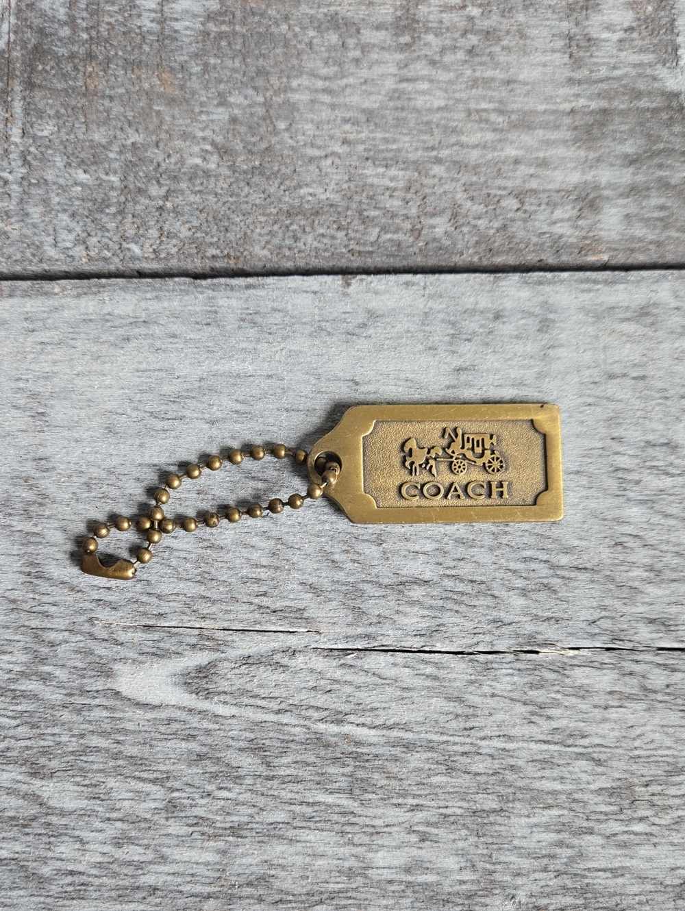 Vintage Coach Solid Brass Hangtag / Purse Charm Horse & Carriage 90s 2000s
